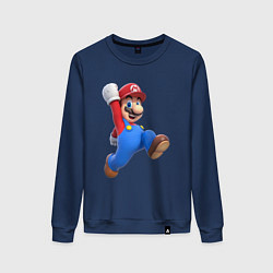 Свитшот хлопковый женский Марио прыгает, цвет: тёмно-синий