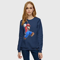 Свитшот хлопковый женский Марио прыгает, цвет: тёмно-синий — фото 2