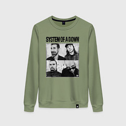 Свитшот хлопковый женский System of a down rock, цвет: авокадо