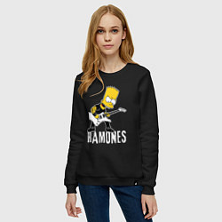 Свитшот хлопковый женский Ramones Барт Симпсон рокер, цвет: черный — фото 2