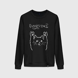 Свитшот хлопковый женский Evanescence рок кот, цвет: черный