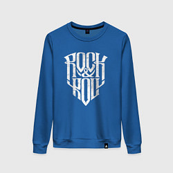 Свитшот хлопковый женский Rock and Roll щит, цвет: синий