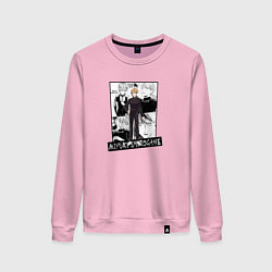 Свитшот хлопковый женский Миюки Сироганэ на фоне манги, цвет: светло-розовый