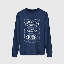 Свитшот хлопковый женский Nirvana в стиле Jack Daniels, цвет: тёмно-синий