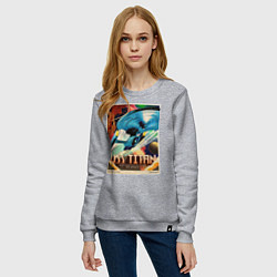 Свитшот хлопковый женский Звёздный Путь корабль Титан, цвет: меланж — фото 2