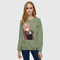 Свитшот хлопковый женский Zero Two anime girl, цвет: авокадо — фото 2
