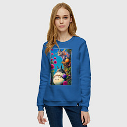 Свитшот хлопковый женский Мой сосед Тоторо - нейросеть - фантазия, цвет: синий — фото 2