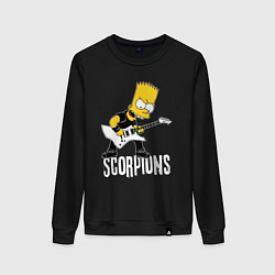Свитшот хлопковый женский Scorpions Барт Симпсон рокер, цвет: черный