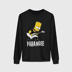 Свитшот хлопковый женский Paramore Барт Симпсон рокер, цвет: черный