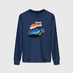 Свитшот хлопковый женский Маслкар Chevrolet Corvette Stingray, цвет: тёмно-синий