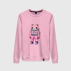 Женский свитшот Розовый мишка космонавт