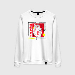 Свитшот хлопковый женский Heart inscription, цвет: белый