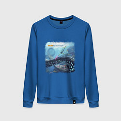 Свитшот хлопковый женский Subnautica - подводный мир, цвет: синий