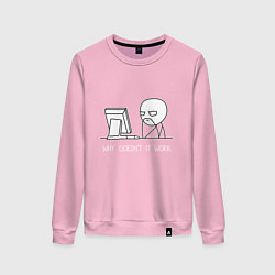 Свитшот хлопковый женский Why doesnt it work, цвет: светло-розовый