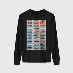 Свитшот хлопковый женский Hot Wheels - collection Автомобили на полке, цвет: черный