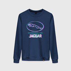 Женский свитшот Значок Jaguar в стиле glitch