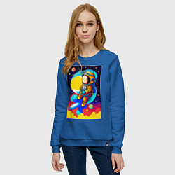 Свитшот хлопковый женский Маленький космонавт, цвет: синий — фото 2