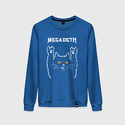 Свитшот хлопковый женский Megadeth rock cat, цвет: синий