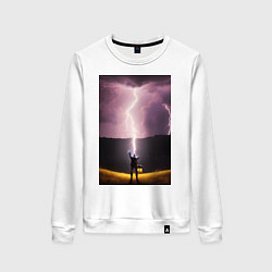 Свитшот хлопковый женский Дурак на холме, цвет: белый