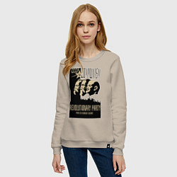 Свитшот хлопковый женский Ленин, Маркс и Энгельс, цвет: миндальный — фото 2