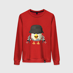 Свитшот хлопковый женский Chicken Gun в каске, цвет: красный