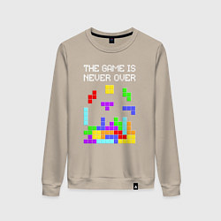 Свитшот хлопковый женский Tetris - the game is never over, цвет: миндальный
