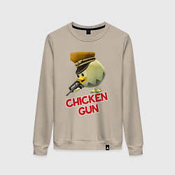 Свитшот хлопковый женский Chicken Gun logo, цвет: миндальный