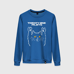 Свитшот хлопковый женский Twenty One Pilots rock cat, цвет: синий
