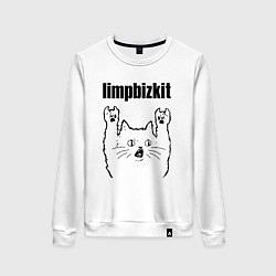 Свитшот хлопковый женский Limp Bizkit - rock cat, цвет: белый
