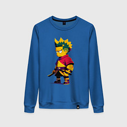 Свитшот хлопковый женский Bart Simpson samurai - neural network, цвет: синий