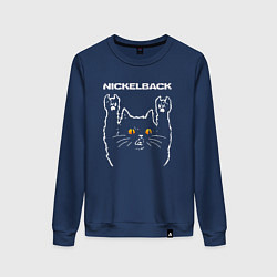 Свитшот хлопковый женский Nickelback rock cat, цвет: тёмно-синий