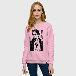 Свитшот хлопковый женский Johnny Depp - graphics, цвет: светло-розовый — фото 2