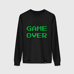 Свитшот хлопковый женский Серо-зеленый game over, цвет: черный