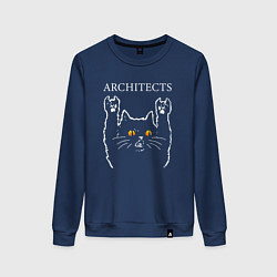 Свитшот хлопковый женский Architects rock cat, цвет: тёмно-синий