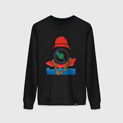 Свитшот хлопковый женский Hip hop vinyl, цвет: черный