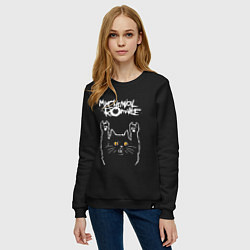 Свитшот хлопковый женский My Chemical Romance rock cat, цвет: черный — фото 2