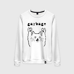 Свитшот хлопковый женский Garbage - rock cat, цвет: белый