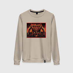 Свитшот хлопковый женский Metallica - thrash metal - skull, цвет: миндальный