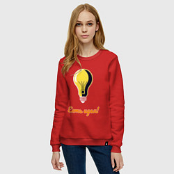 Свитшот хлопковый женский Лампочка идеи, цвет: красный — фото 2