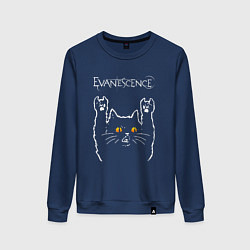 Свитшот хлопковый женский Evanescence rock cat, цвет: тёмно-синий