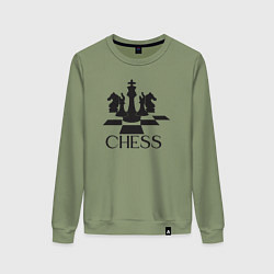 Свитшот хлопковый женский Chess play, цвет: авокадо