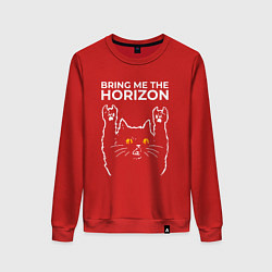 Свитшот хлопковый женский Bring Me the Horizon rock cat, цвет: красный
