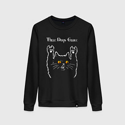 Свитшот хлопковый женский Three Days Grace rock cat, цвет: черный
