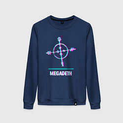 Свитшот хлопковый женский Megadeth glitch rock, цвет: тёмно-синий
