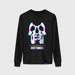 Свитшот хлопковый женский Deftones glitch rock, цвет: черный
