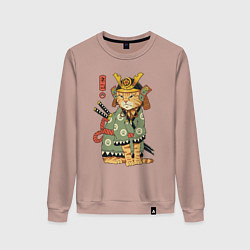 Свитшот хлопковый женский Samurai battle cat, цвет: пыльно-розовый