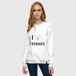 Свитшот хлопковый женский I Love Tennis, цвет: белый — фото 2