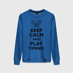 Свитшот хлопковый женский Keep Calm & Play tennis, цвет: синий