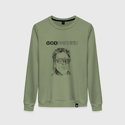 Свитшот хлопковый женский Godfather black, цвет: авокадо