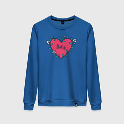 Свитшот хлопковый женский Italy heart, цвет: синий